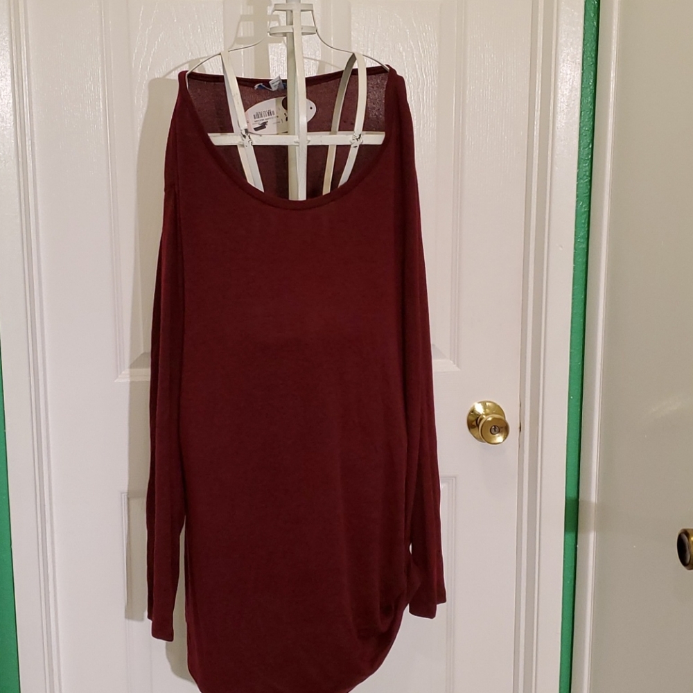 Boutique Plus Black Cherry Sweater Sz 1X NWT